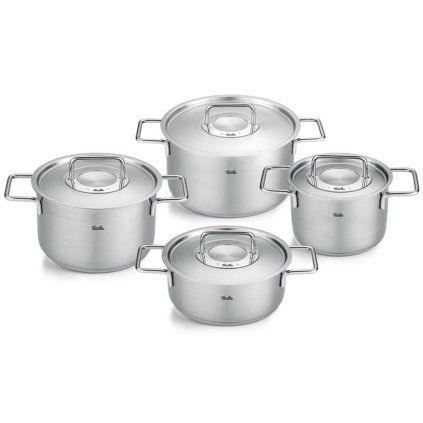 Set de vase pentru gătit PURE , capace din inox, set de 4 buc, inox,Fissler