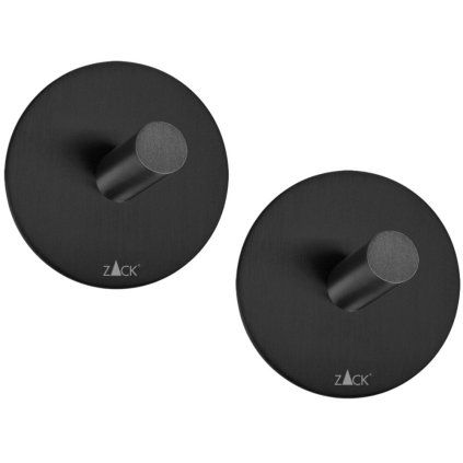 Cârlig pentru prosoape 4,5 cm, set de 2, negru, oțel inoxidabil, Zack