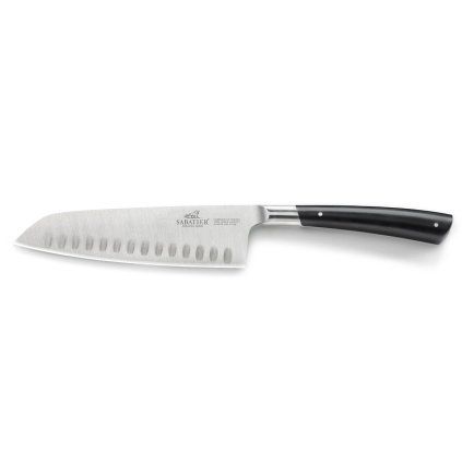 Cuțit Santoku EDONIST 18 cm, nituri din oțel inoxidabil, negru, Lion Sabatier