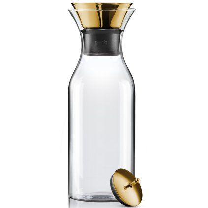 Carafă de apă 1 l, capac din alamă, înaltă, sticlă, Eva Trio