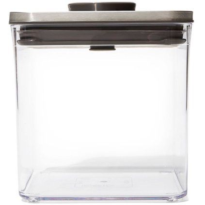 Recipient depozitare pentru bucătărie POP STEEL 2,6 l, pătrat mare, plastic, OXO