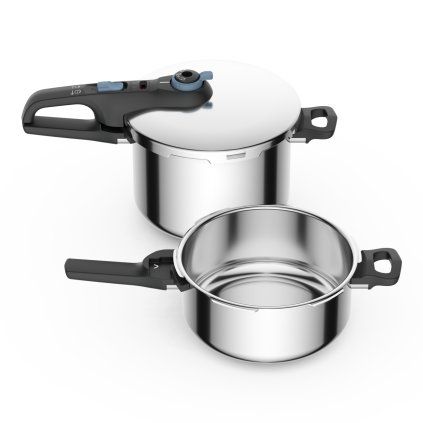Oală sub presiune SECURE TRENDY P2584301, 4 + 6 l, set de 2 buc, inox,Tefal