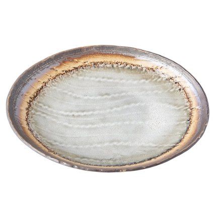 Farfurie pentru cină AKANE GREY 24 x 20 cm, gri, oval, ceramică, MIJ