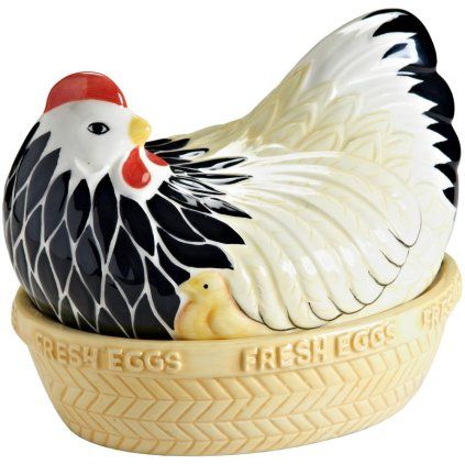 Borcan de depozitare pentru bucătărie MOTHER HEN 21 cm, alb/negru, ceramică, Mason Cash