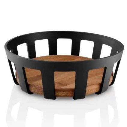 Coș de pâine NORDIC KITCHEN 22 x 7 cm, negru, plastic/bambus, Eva Trio