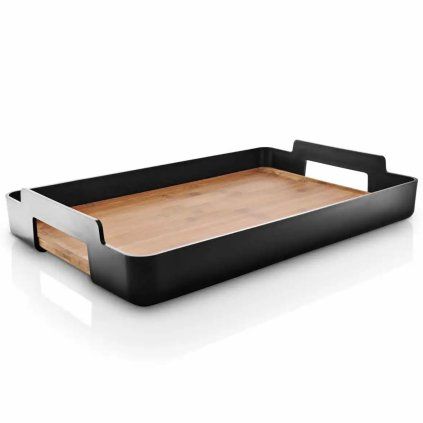 Tavă de servire NORDIC KITCHEN 50 x 35 cm, negru, plastic/bambus, Eva Trio