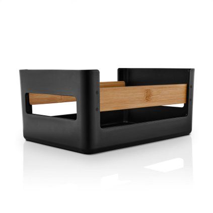Organizator de bucătărie NORDIC KITCHEN 27 x 19 cm, negru, plastic/bambus, Eva Trio