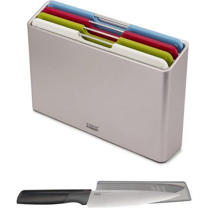 Tocător FOLIO 98995 30 x 20 cm, set de 4 buc + cuțit de bucătărie, plastic, Joseph Joseph