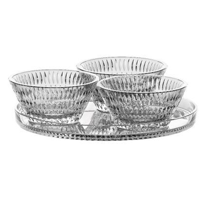 Bol Tapas ETHNO 190 ml, set de 3 buc, cu platou, transparent, Nachtmann