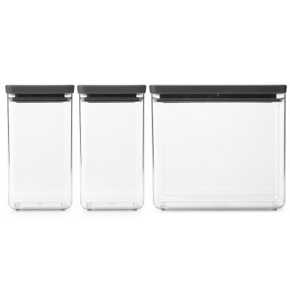 Recipient pentru depozitarea alimentelor TASTY PLUS, set de 3 buc, gri închis, Brabantia