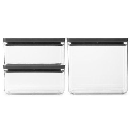 Recipient pentru depozitarea alimentelor TASTY PLUS, set de 3 buc, gri închis, Brabantia