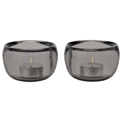 Suport pentru lumânări ORA 9 cm, set de 2 buc, fumurii, sticlă, Stelton