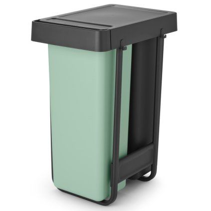 Coș de gunoi integrat SORT & GO 2x 30 l, gri închis / verde jad, plast, Brabantia