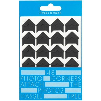 Colțuri adezive pentru poze, set de 48 buc., autoadeziv, negru, hârtie, Printworks