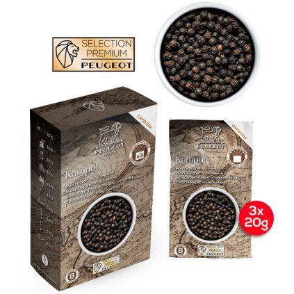 Piper negru KAMPOT PREMIUM 3 x 20 g, Peugeot