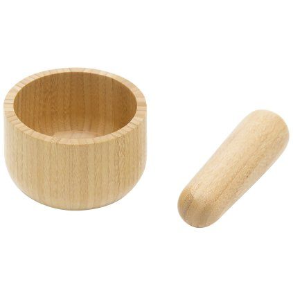 Mortar și pistil NBA094 12 cm, maro, bambus, Pebbly
