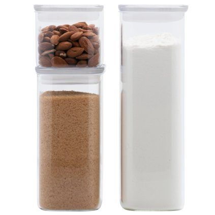 Borcan de depozitare pentru bucătărie PKV-067, set de 3 buc, sticlă, Pebbly