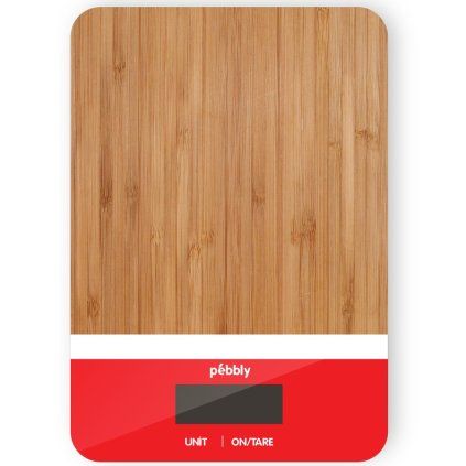 Cântar alimentar digital PEB-BRN 23 cm, roșu, bambus, Pebbly