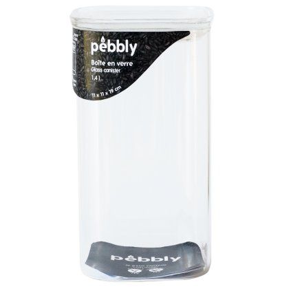 Borcan de depozitare pentru bucătărie PKV-045 1,4 l, sticlă, Pebbly