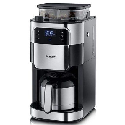 Cafea strecurătoare lentă cu filtru pentru infuzie cu râșniță și fierbător termo KA 4814 Severin 1,0 l negru