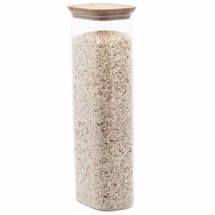 Borcan de depozitare pentru bucătărie PKV-070 2,6 l, sticlă/bambus, Pebbly