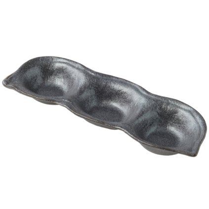 Bol pentru sos TRIPLE POD 3 x 40 ml, negru, ceramică, MIJ
