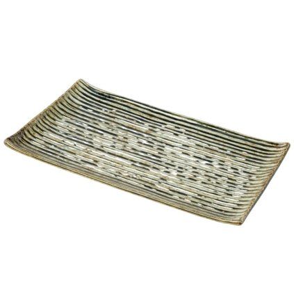 Platou de servit CONTOUR 24 x 15 cm, verde, ceramică, MIJ