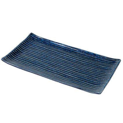 Platou de servit CONTOUR 24 x 15 cm, albastru, ceramică, MIJ
