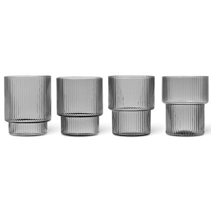 Pahar de apă RIPPLE 200 ml, set de 4 buc, gri, ferm LIVING