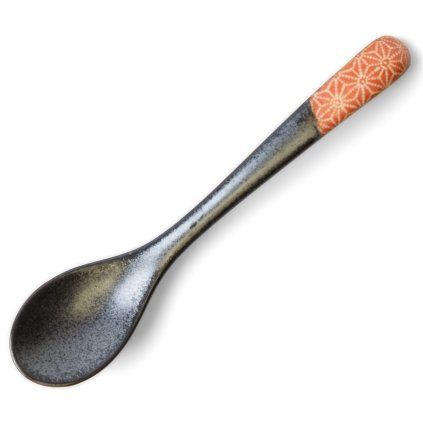 214066 jidelni lzice asanoha 12 5 cm oranzova keramika mij