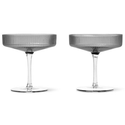 Pahar pentru șampanie RIPPLE 150 ml, set de 2 buc, gri, ferm LIVING