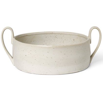 Bol de fructe FLOW 32 cm, alb, gresie, ferm LIVING