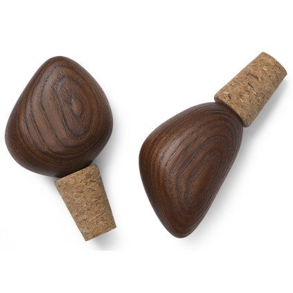 Dop de vin CAIRN, set de 2 buc, maro, lemn, ferm LIVING