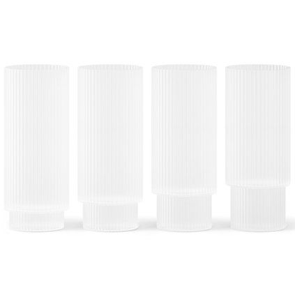 Pahar înalt pentru băuturi RIPPLE 300 ml, set de 4 buc, alb, ferm LIVING