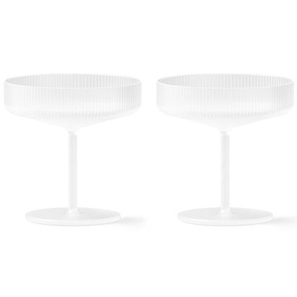 Pahar pentru șampanie RIPPLE 150 ml, set de 2 buc, alb, ferm LIVING