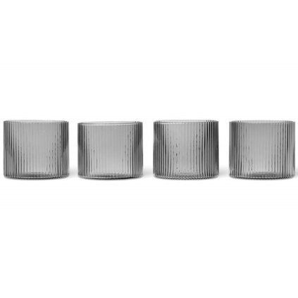 Pahar de apă RIPPLE 200 ml, set de 4 buc, gri, ferm LIVING