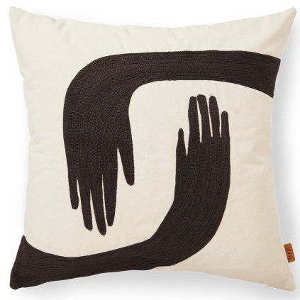 Pernuță decorativă POSE 50 x 50 cm, alb / maro, bumbac, ferm LIVING