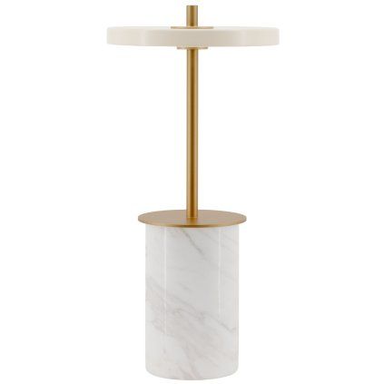 Lampă de masă portabilă ASTERIA MOVE 25 cm, alb, marmură, Umage