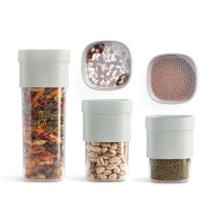 226209 doza na potraviny flip storage sada 3 ks zelena plast lekue