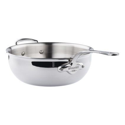 160367 konicka zaoblena panev s pomocnym nerezovym uchem a rukojeti o 28 cm mauviel