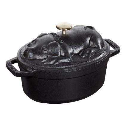 149504 ovalny hrnec s poklici ve tvaru prasatka cerny v 1 0 l staub