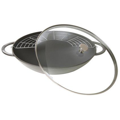 141287 wok se sklenenou poklici o 37 cm grafitove sedy staub