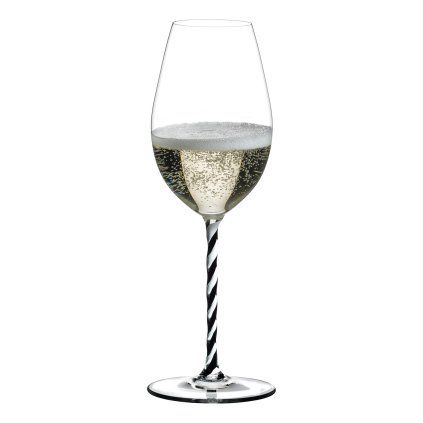 160814 sklenice champagne wine glass black and white twisted fatto a mano riedel