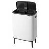 Coș de gunoi cu capac sensibil la atingere BO HI 2 x 30 l, alb, Brabantia