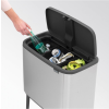 Coș de gunoi sensibil la atingere BO 3 x 11 l, oțel mat, Brabantia