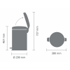 Coș cu pedală NEWICON 20 l, negru mat, Brabantia