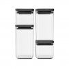 Recipient pentru depozitarea alimentelor TASTY PLUS, set de 4 buc, gri închis, plastic, Brabantia