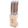 Set cuțite pentru friptură PREMIUM, 6 buc, cu bloc de lemn, Laguiole
