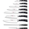 Set bloc de cuțite CLASSIC, 10 buc, cu dispozitiv de honuit cuțit și furculiță pentru carne, negru, Wüsthof