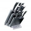 Set bloc de cuțite CLASSIC, 10 buc, cu dispozitiv de honuit cuțit și furculiță pentru carne, negru, Wüsthof
